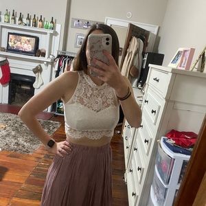 White lace crop top